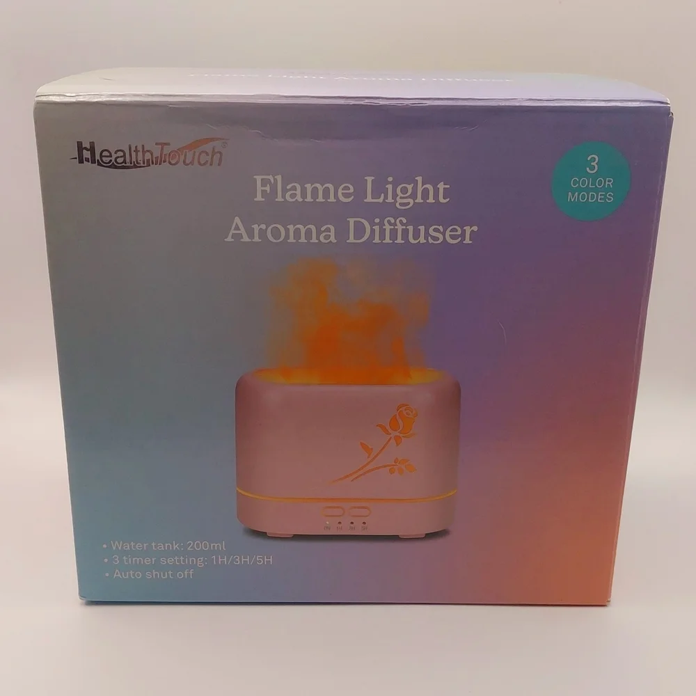 Flame Light Essential Oil Aroma Diffuser By Health Touch W/3 Colors & 3 Timers